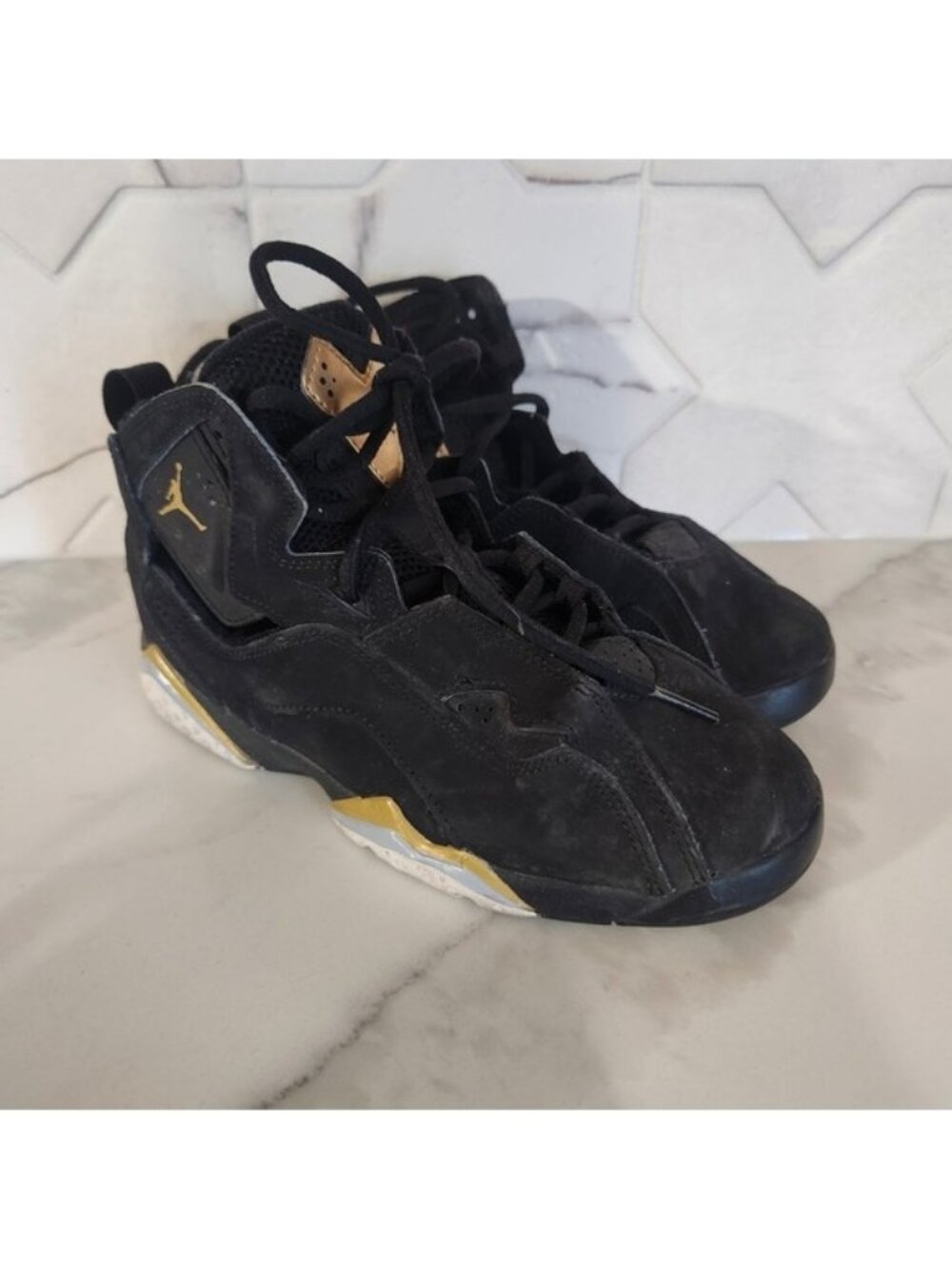 Nike Air Jordan 7 VII Retro Black Gold Youth Kids Basketball Size 2Y